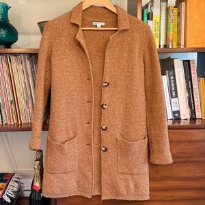 J.Crew Mercantile long oversized wool blend cardigan in Tan